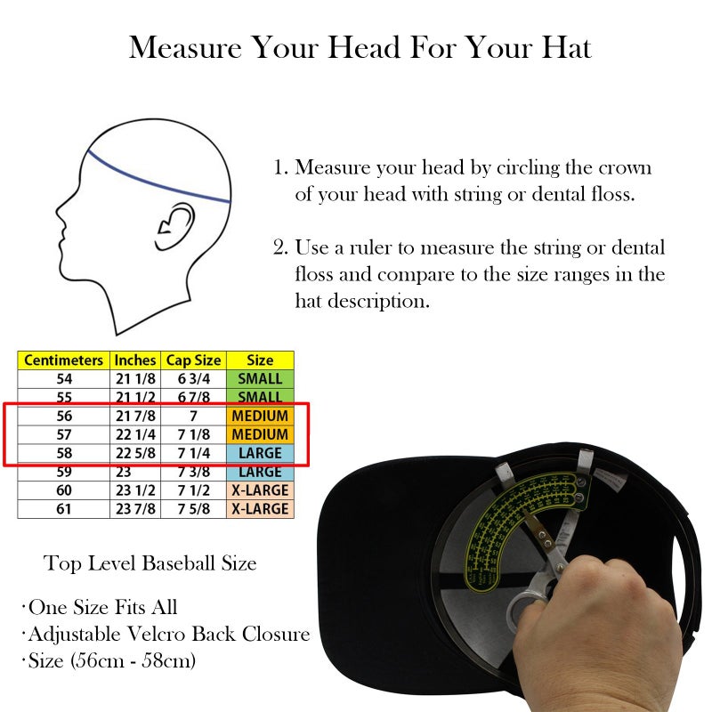 Top Level Baseball Cap Hat Men Women - Classic Adjustable Plain Blank, BLK - Image 4
